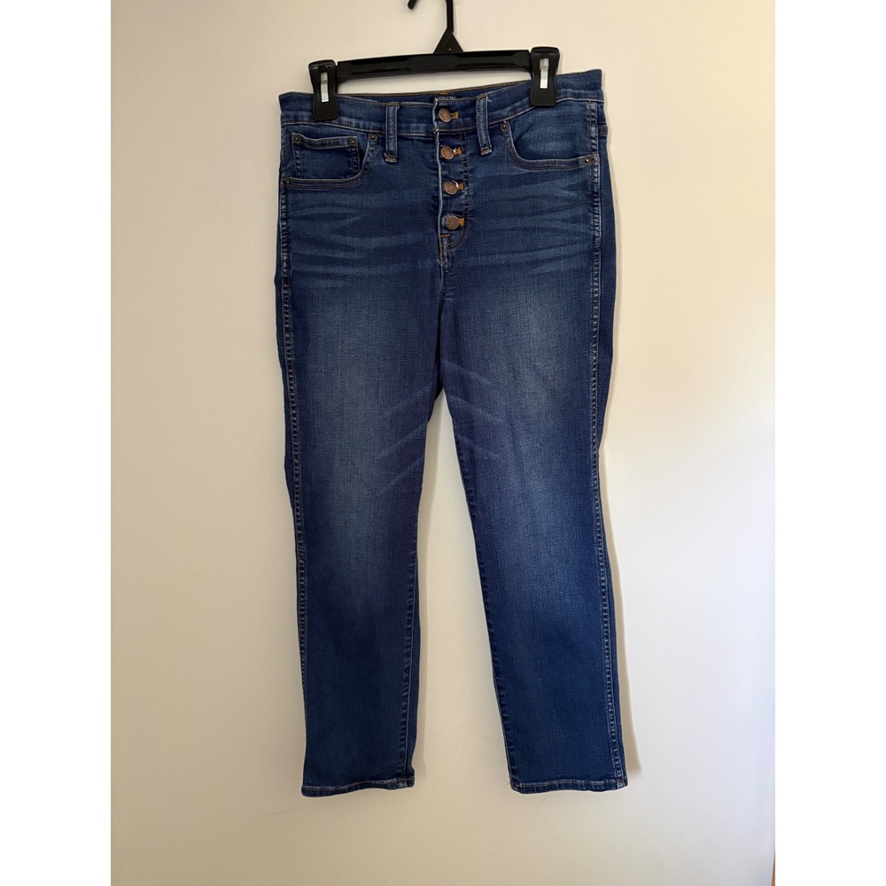 J.Crew Womens High Rise Vintage Straight Jeans‎ Dark Wash Button Fly Size 29